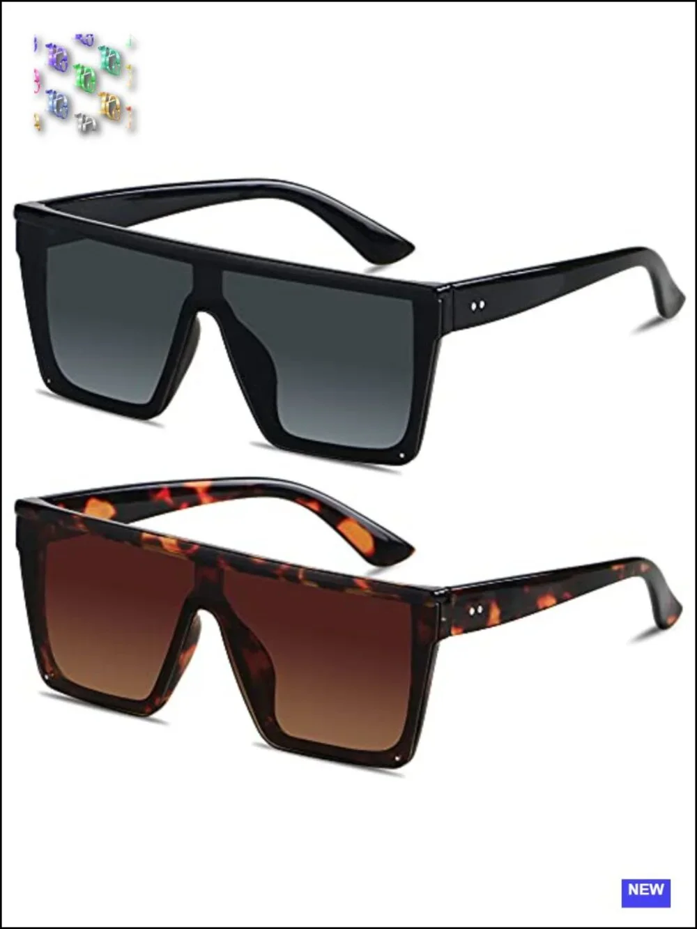 Oversized Flat Top Sunglasses UV400 Protection Rimless Shield Shades for Women